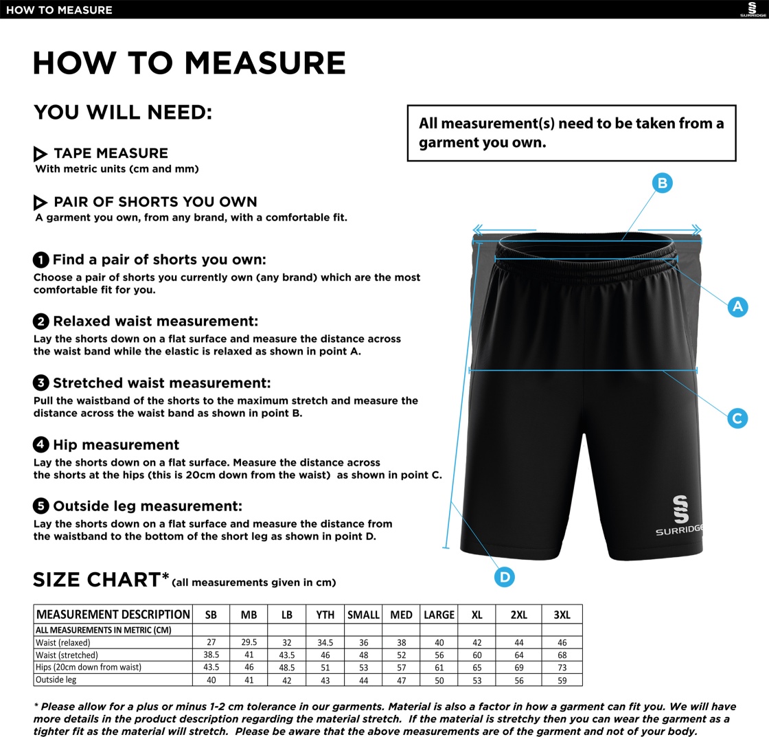 Walton le Wolds CC - Ripstop Short - Size Guide